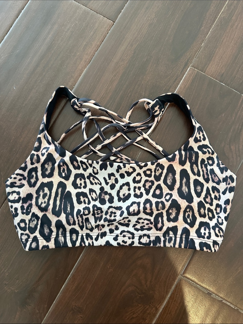 Leopard Print Strappy Bralette - Black & Tan